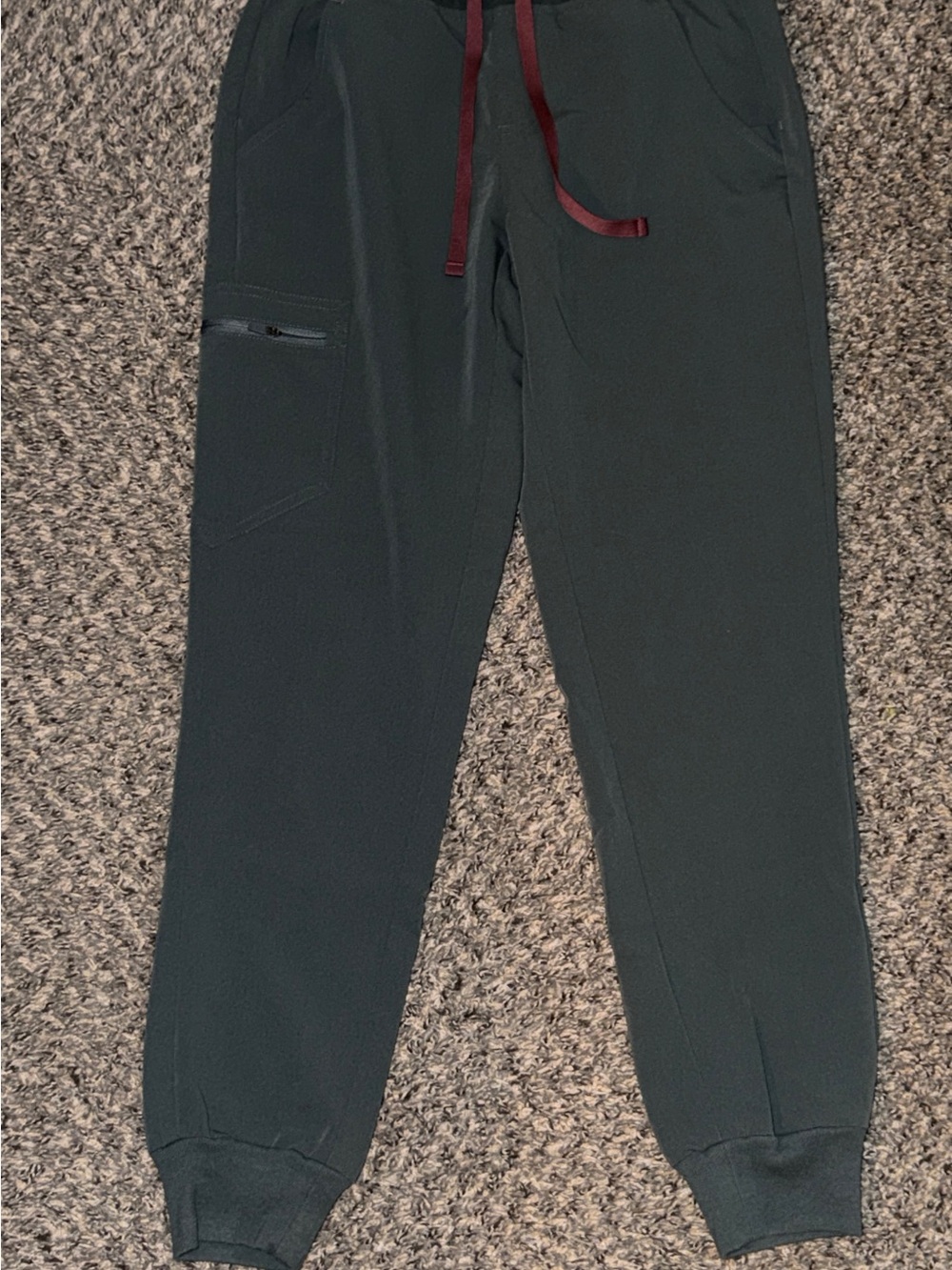 Figs Women’s Dark Green Joggers with Maroon Drawstring